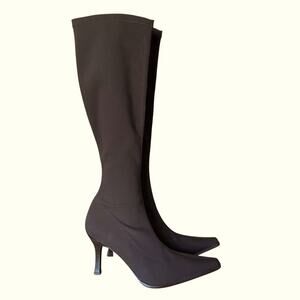 Martinez Valero Chocolate Brown Stretch Lycra Point Toe Boots size 7.5
